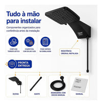 DUCHA ZAGONEL QUADRATTA ELETRÔNICA BLACK 220V 7700W PRETA