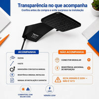 DUCHA ZAGONEL QUADRATTA ELETRÔNICA BLACK 220V 7700W PRETA