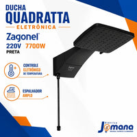 DUCHA ZAGONEL QUADRATTA ELETRÔNICA BLACK 220V 7700W PRETA