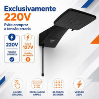 DUCHA ZAGONEL QUADRATTA ELETRÔNICA BLACK 220V 7700W PRETA