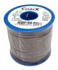 Solda Estanho 1mm 60x40 Cobix C/ Fluxo Ra (t2) - Rolo 500g C - Azul
