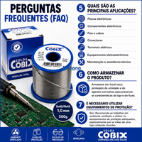 Solda Estanho 1mm 60x40 Cobix C/ Fluxo Ra (t2) - Rolo 500g C - Azul