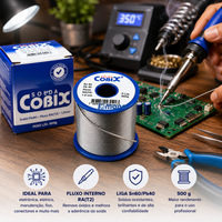 Solda Estanho 1mm 60x40 Cobix C/ Fluxo Ra (t2) - Rolo 500g C - Azul