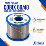 Solda Estanho 1mm 60x40 Cobix C/ Fluxo Ra (t2) - Rolo 500g C - Azul