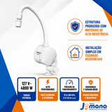 Torneira Elétrica Lorenzetti Loren Easy Bica Móvel Parede 127V 4800W Branco Gloss