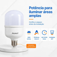 Lâmpada LED Bulbo HP Avant 50W 6500K E27 Bivolt Branco Frio