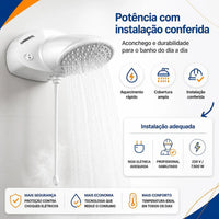 Ducha Eletrônica Lorenzetti Top Jet Turbo 220V 7500W Branca – Chuveiro com Pressurizador Integrado