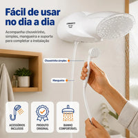 Ducha Eletrônica Lorenzetti Top Jet Turbo 220V 7500W Branca – Chuveiro com Pressurizador Integrado