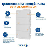 Quadro de Distribuição Tigre Slim 64 Disjuntores DIN de Embutir Branco IP40