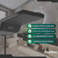 Chuveiro Eletrônico Enerbras E-Griff Preto 127V 5500W com Controle Eletrônico de Temperatura