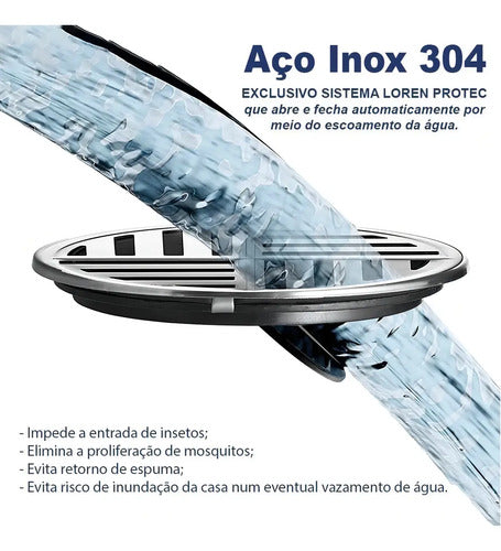 Grelha para Ralo Lorenzetti LorenProtect Redonda 100x100 mm Anti-Inseto com Fechamento Automático