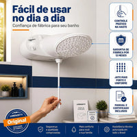 Chuveiro Elétrico Lorenzetti Top Jet Turbo Multitemperaturas Branco 220V 7500W com Pressurizador
