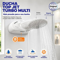 Chuveiro Elétrico Lorenzetti Top Jet Turbo Multitemperaturas Branco 220V 7500W com Pressurizador