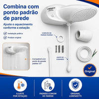 Chuveiro Elétrico Lorenzetti Top Jet Turbo Multitemperaturas Branco 220V 7500W com Pressurizador