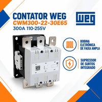 Contator WEG CWM300-22-30E65 300A 110-255V 3 Polos 2NA+2NF Industrial