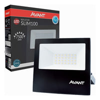 Refletor Led Slim Preto 100W IP 66 6500K Temperatura de cor Branco Frio Bivolt AVANT
