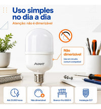 Lâmpada LED Bulbo HP Avant 50W 6500K E27 Bivolt Branco Frio