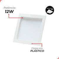 Painel LED Recuado Quadrado Comfort Deluxe 12W 6500K Bivolt Branco Fosco Avant – Cód. 908031377