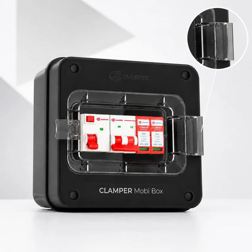 Quadro de Proteção CLAMPER Mobi Box 220V 8kW 40A Preto para Wallbox com DPS + IDR Tipo A + Disjuntor