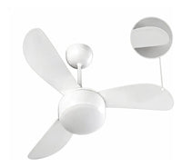 Ventilador de Teto Ventisol Fênix 3 Pás 96cm Branco 127V ou 220V 130W com Chave de Parede e Lustre para 2 Lâmpadas