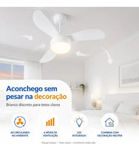 Ventilador de Teto Ventisol Fênix 3 Pás 96cm Branco 127V ou 220V 130W com Chave de Parede e Lustre para 2 Lâmpadas