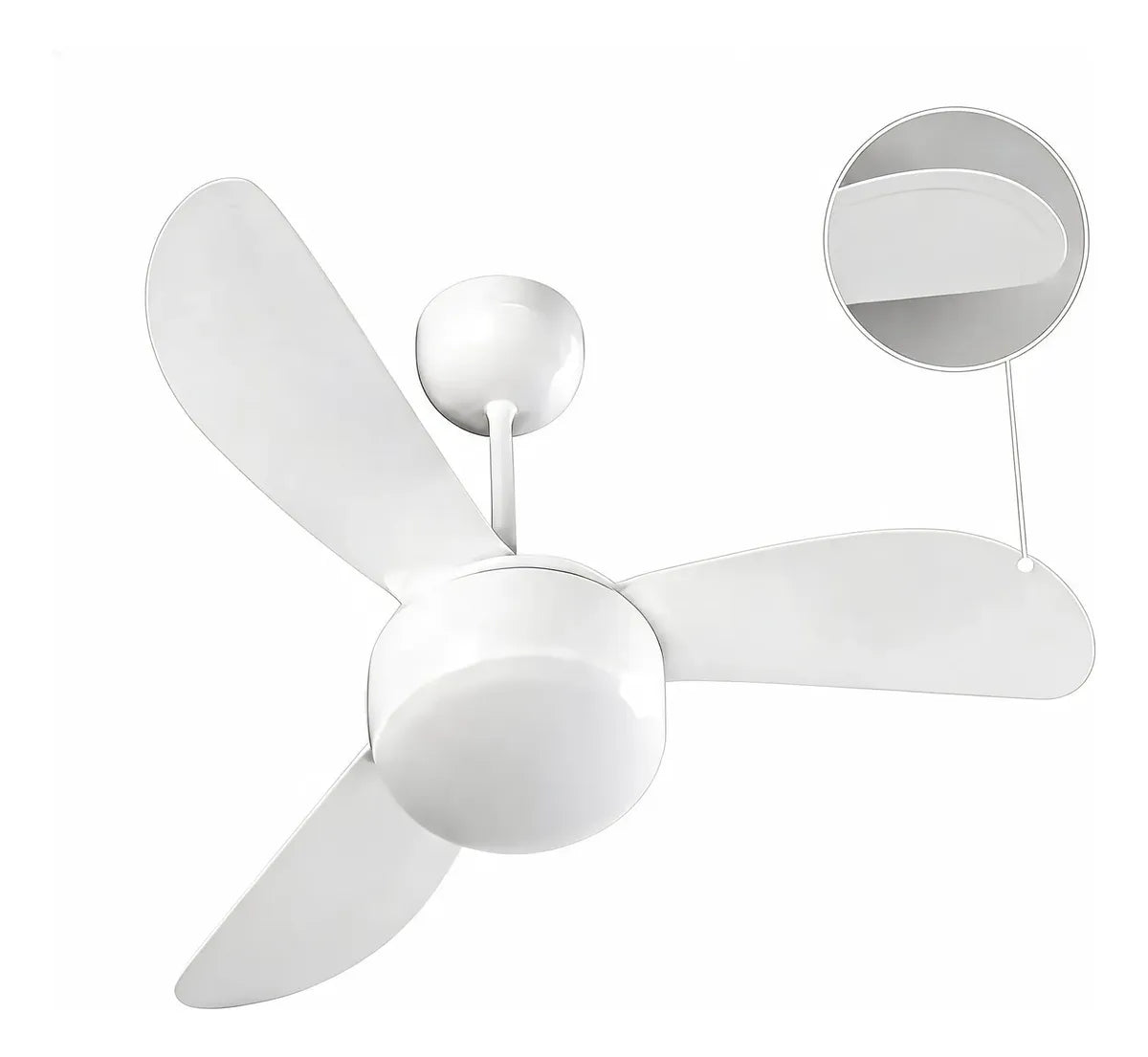 Ventilador de Teto Ventisol Fênix 3 Pás 96cm Branco 127V ou 220V 130W com Chave de Parede e Lustre para 2 Lâmpadas