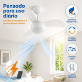 Ventilador de Teto Ventisol Fênix 3 Pás 96cm Branco 127V ou 220V 130W com Chave de Parede e Lustre para 2 Lâmpadas