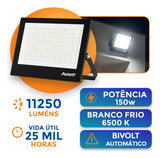 Refletor LED Avant Slim 150W 6500K Bivolt IP66 Preto 11.250lm Branco Frio