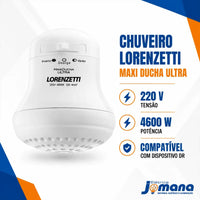 Chuveiro Elétrico Branco Maxi Ducha 4600W 220V Lorenzetti
