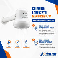 Chuveiro Elétrico Branco Maxi Ducha 4600W 220V Lorenzetti