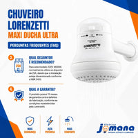 Chuveiro Elétrico Branco Maxi Ducha 4600W 220V Lorenzetti