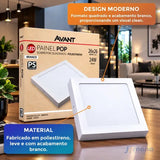 Plafon Painel LED Avant POP Quadrado Sobrepor 24W 6500K Bivolt Branco