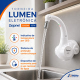 Torneira Eletrônica Zagonel Lumen Parede 127V 5500W Branca – Controle Eletrônico de Temperatura