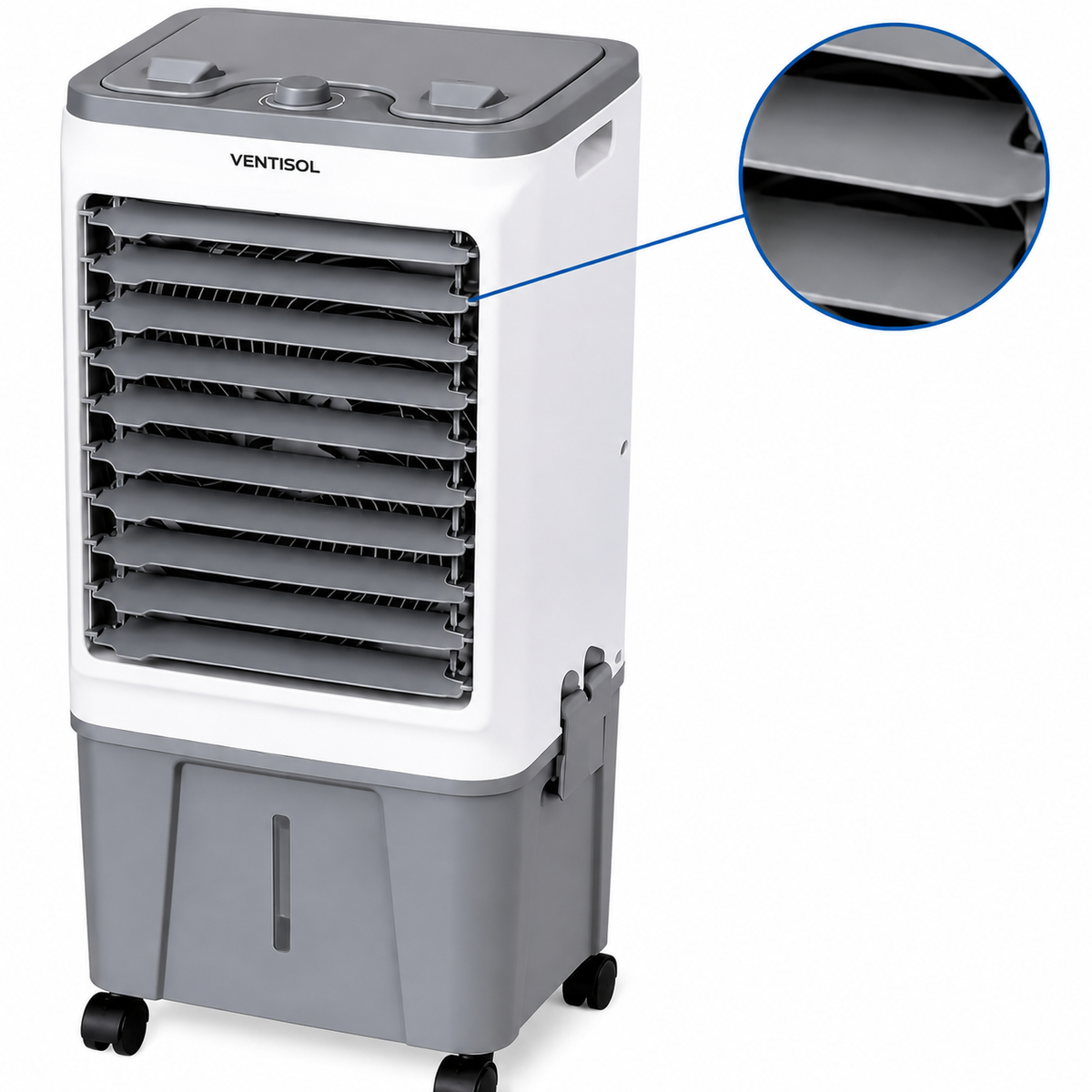 Climatizador de Ar Ventisol CLIN16-02 16 Litros 220V Branco/Cinza – 5 em 1 com Reservatório para Gelo