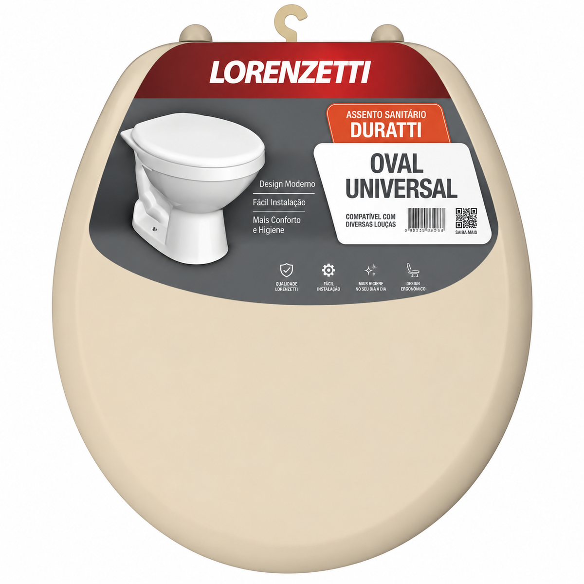 ASSENTO SANITÁRIO LORENZETTI DURATTI OVAL UNIVERSAL BEGE – POLIPROPILENO