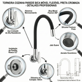 Torneira de Parede Flex 1178 B27 Preta Cozinha Lorenzetti