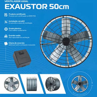 Exaustor Axial Ventisol Industrial 50cm 220V 1/4CV com Reversão 5 Pás Ref. 445