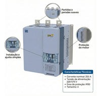 Chave Soft Starter SSW070 255A 220–575V Trifásico Industrial WEG