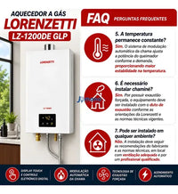 Aquecedor a Gás Lorenzetti LZ-1200DE GLP 12L/min Digital Exaustão Forçada Bivolt 127/220V Branco