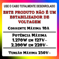Filtro De Linha Megatron Régua 5 Tomadas 1M Preto Bivolt 127/220v