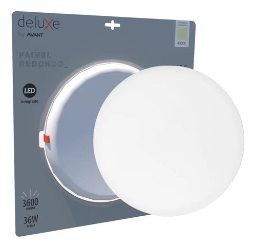 Painel LED Flat Redondo Avant Deluxe 36W Bivolt 127/220V Branco IP20 LED Integrado