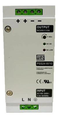 Fonte Chaveada WEG PSS24-W/10 24Vcc 10A 240W para Trilho DIN – Entrada Universal 85-264Vca