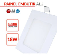 Painel LED Embutir Quadrado Avant 18W Bivolt 127/220V Branco para Forro de Gesso