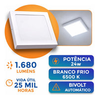 Plafon Painel LED Avant POP Quadrado Sobrepor 24W 6500K Bivolt Branco
