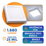 Plafon Painel LED Avant POP Quadrado Sobrepor 24W 6500K Bivolt Branco