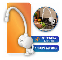 Torneira Elétrica Loren Easy de Mesa 4 Temperaturas 127V 4800W Branco Brilhante Lorenzetti