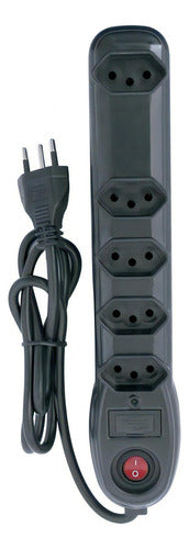 Filtro De Linha Megatron Régua 5 Tomadas 1M Preto Bivolt 127/220v