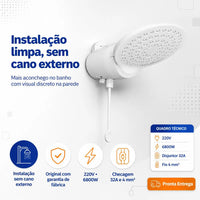 Chuveiro Lorenzetti Loren Comfort Eletrônico 220V 6800W Branco