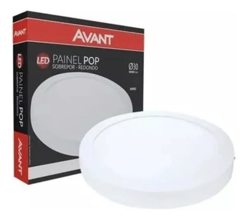 Painel LED Sobrepor Redondo Avant 12W 4000K Bivolt 127/220V Branco – Alumínio – Luz Neutra