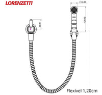 Ducha Higiênica Lorenzetti Bric 1984 F31 Preto com Cromado Brilhante Flexível 1,20 m – Registro 1/4 de Volta
